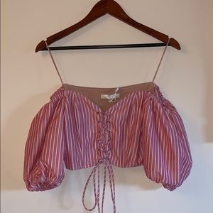 WAYF puff sleeve crop top